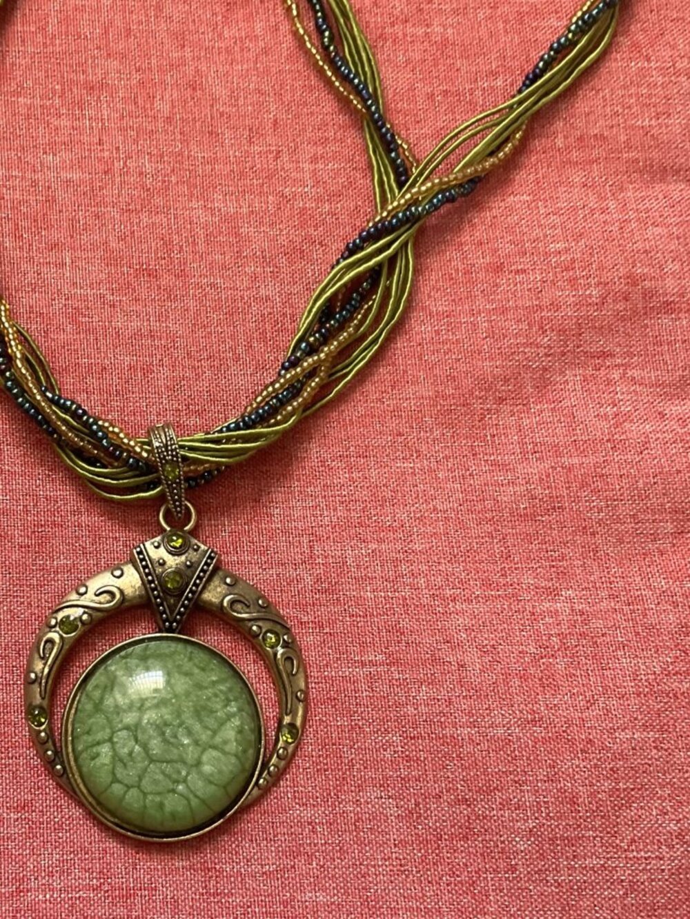 BOHO GREEN & BLUE MULTISTRAND STATEMENT NECKLACE - Picture 8 of 8